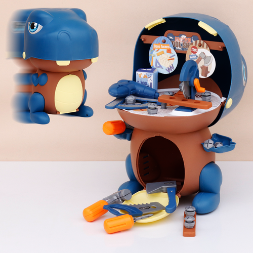Jukku 42 Pieces Dino Tool Shop Pretend Playset with Toolbox & Accessories (3-8 Years)