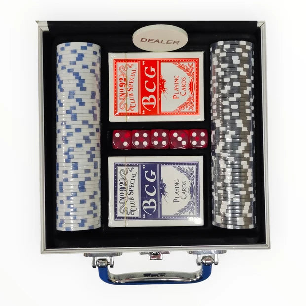 100 Pc Poker Game Set | Casino Size 40mm Plastic Poker Chips with Aluminum Carry Case