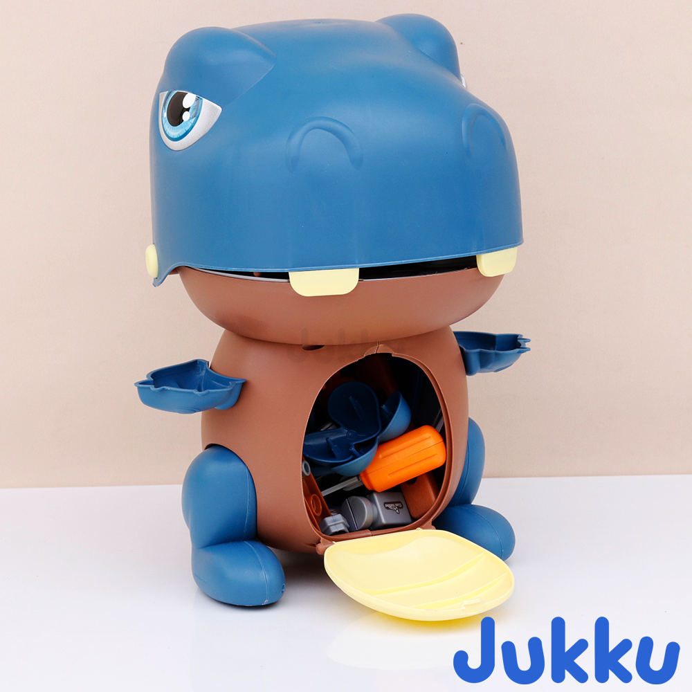 Jukku 42 Pieces Dino Tool Shop Pretend Playset with Toolbox & Accessories (3-8 Years)