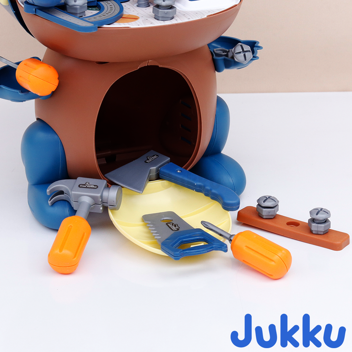 Jukku 42 Pieces Dino Tool Shop Pretend Playset with Toolbox & Accessories (3-8 Years)