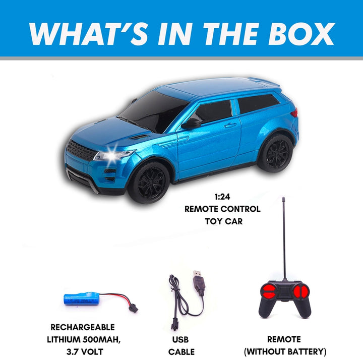 Rechargeable High Speed Remote Control Mini Car Resembling Rover with Lithium Battery for Kids (Scale 1:24) - Blue