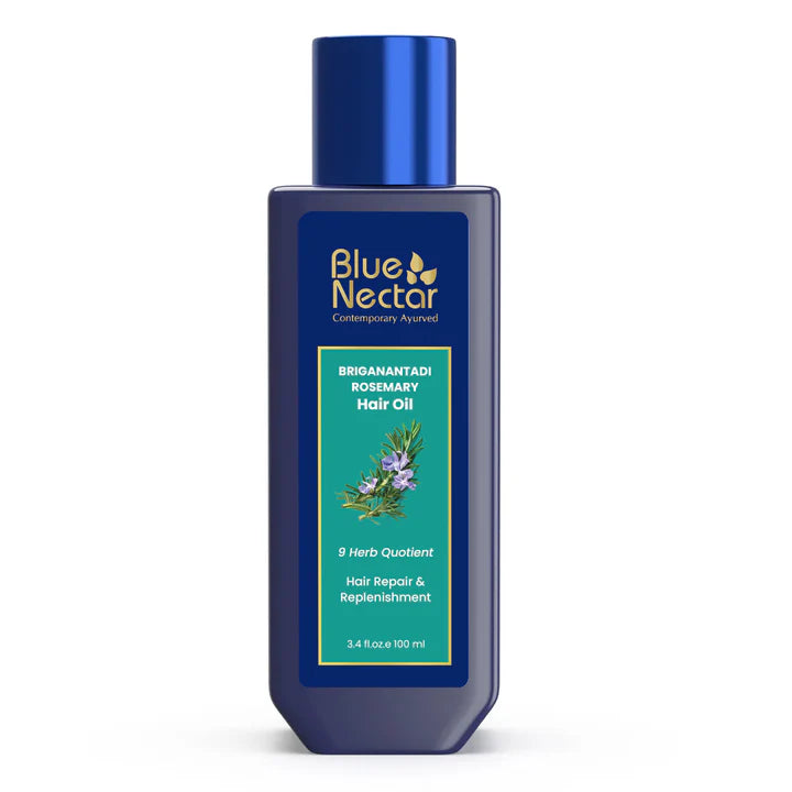 Blue Nectar Rosemary Oil for Hair Growth and Hair Fall Control (9 Herbs) - 100ml