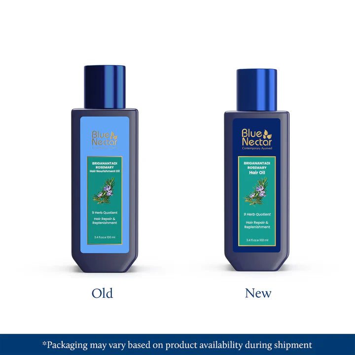 Blue Nectar Rosemary Oil for Hair Growth and Hair Fall Control (9 Herbs) - 100ml