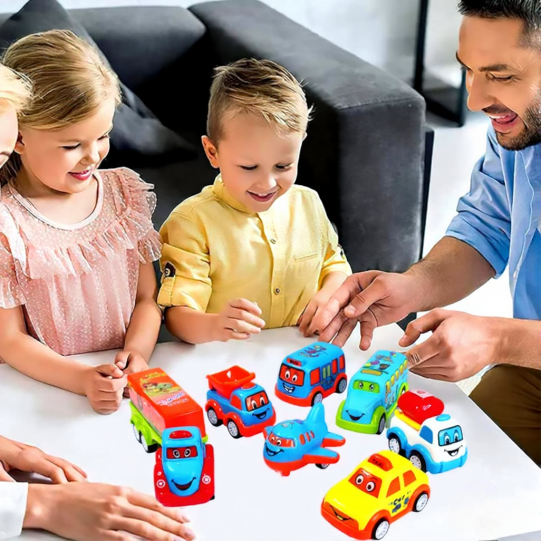 FunBlast Set of 7 Push and Go Crawling Vehicles Toy (1-4 Years)
