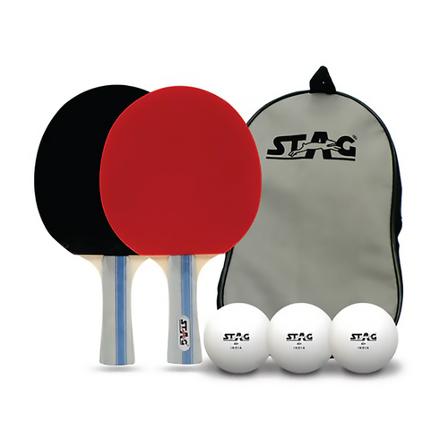STAG ICONIC 4 Star Professional Table Tennis Playset, 2 Racquets & 3 Balls - White (9 Years till Grown Ups)