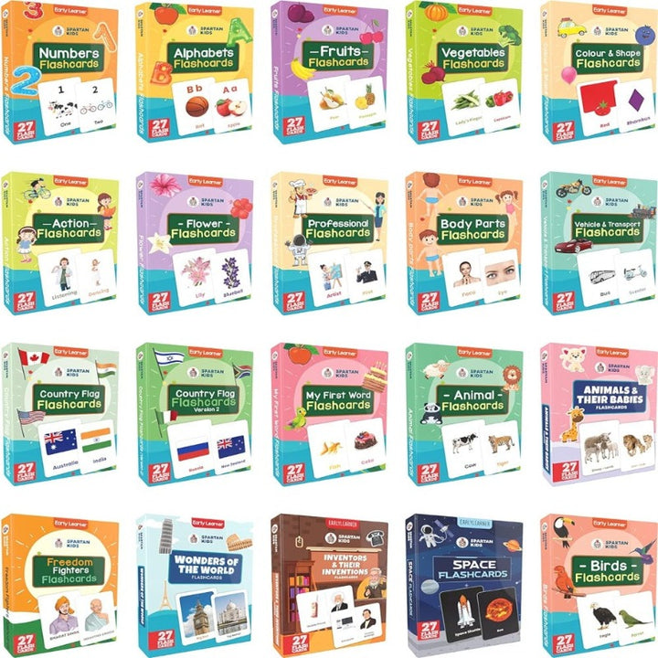 Flash Cards for Kids (Set of 20) 6 to 12 Months & 3 - 6 years (Combo Set)