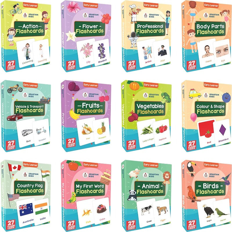 Flash Cards for Kids (Set of 12) 3 Months to 6 Years Babies (Combo Set)