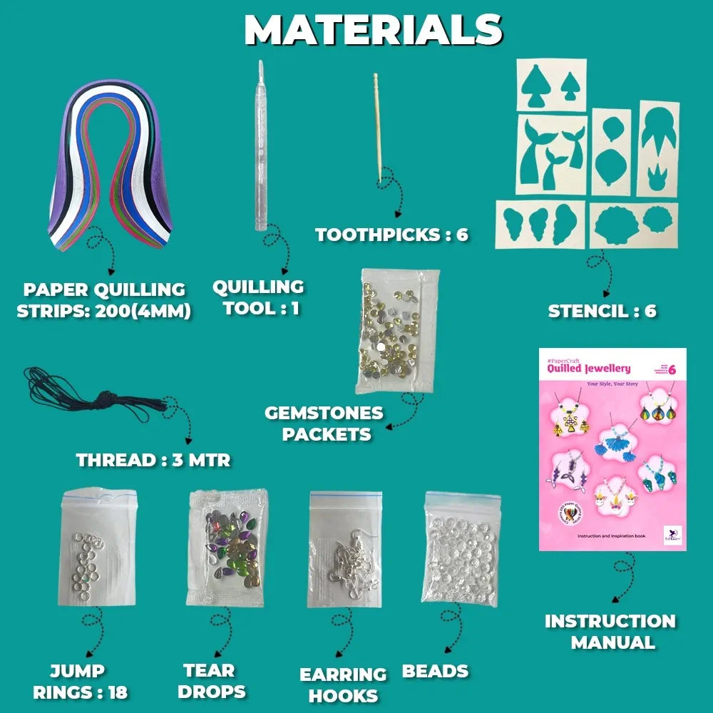 Toykraft Paper Quilling Jewellery Making Kit | DIY Earring & Pendant Craft Set for Girls