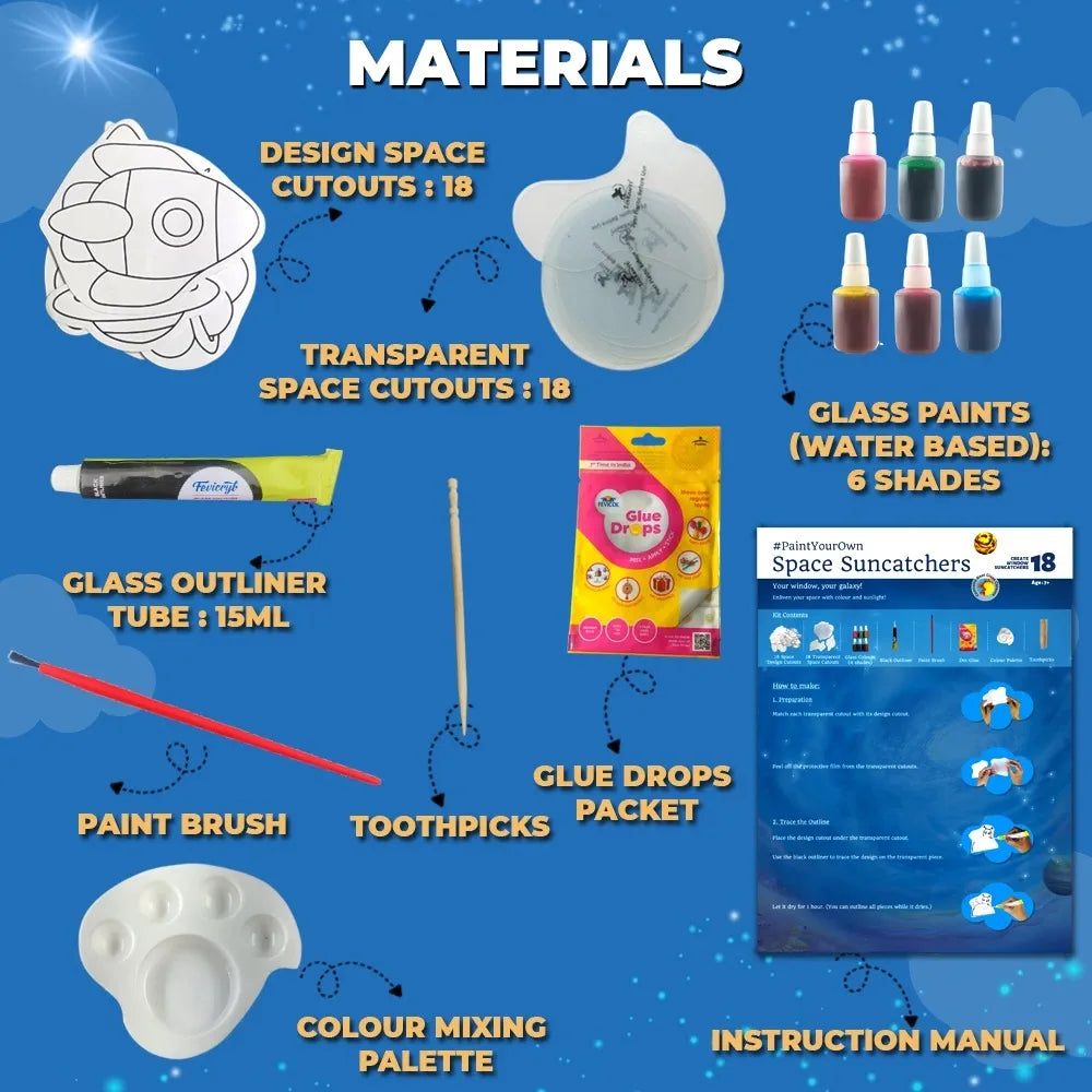 Toykraft Paint Your Own Space Suncatchers | Glass Painting Window Art Kit