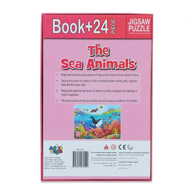 The Sea Animals - Jigsaw Puzzle (24 Piece + Educational Fun Fact Book)