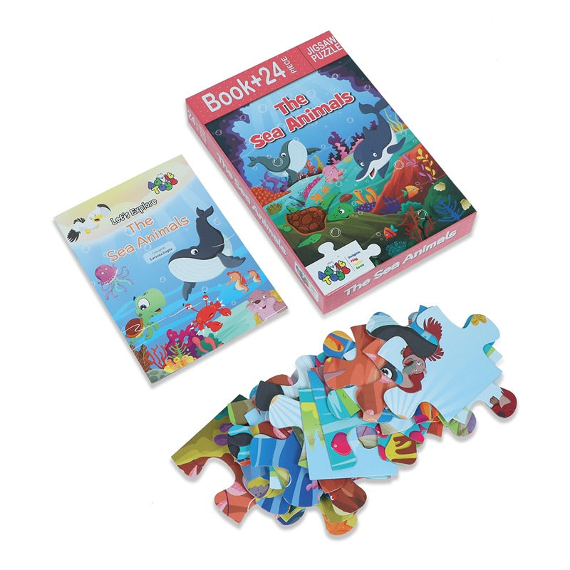 The Sea Animals - Jigsaw Puzzle (24 Piece + Educational Fun Fact Book)