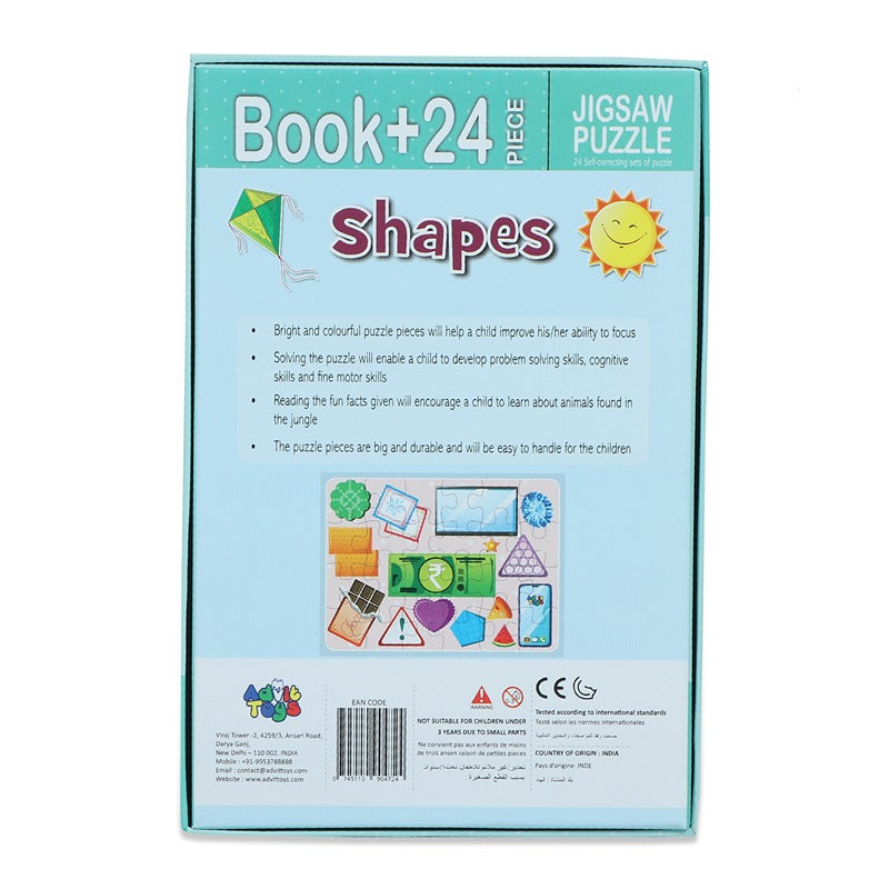 Shapes Jigsaw Puzzle (24 Piece + Educational Fun Fact Book Inside)