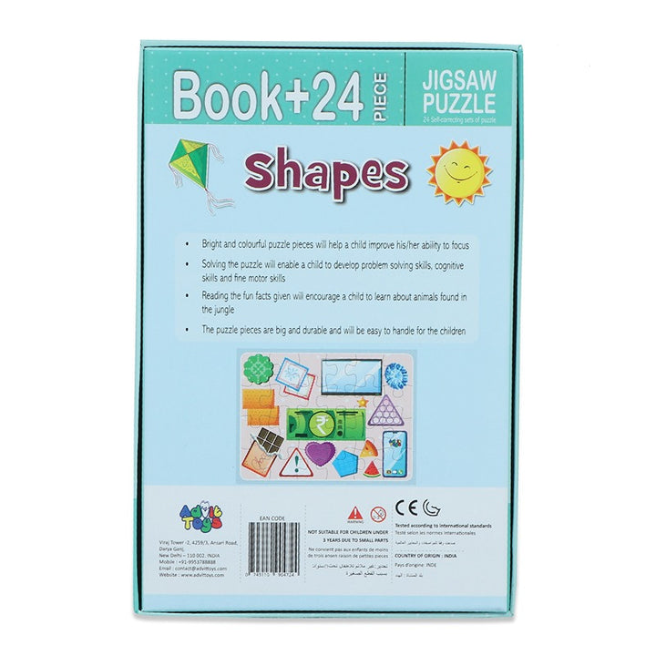 Shapes Jigsaw Puzzle (24 Piece + Educational Fun Fact Book Inside)