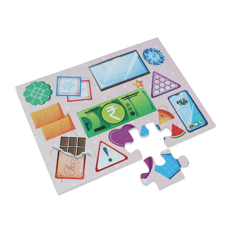 Shapes Jigsaw Puzzle (24 Piece + Educational Fun Fact Book Inside)