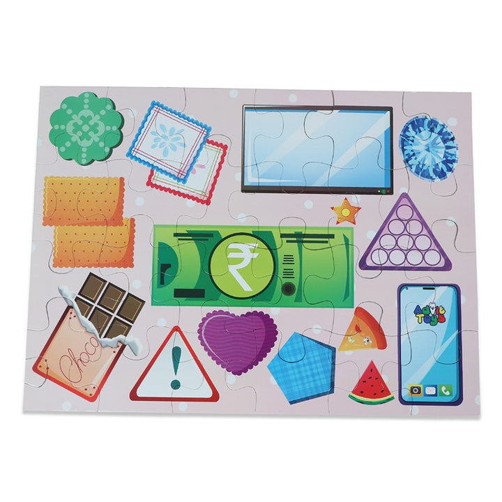 Shapes Jigsaw Puzzle (24 Piece + Educational Fun Fact Book Inside)