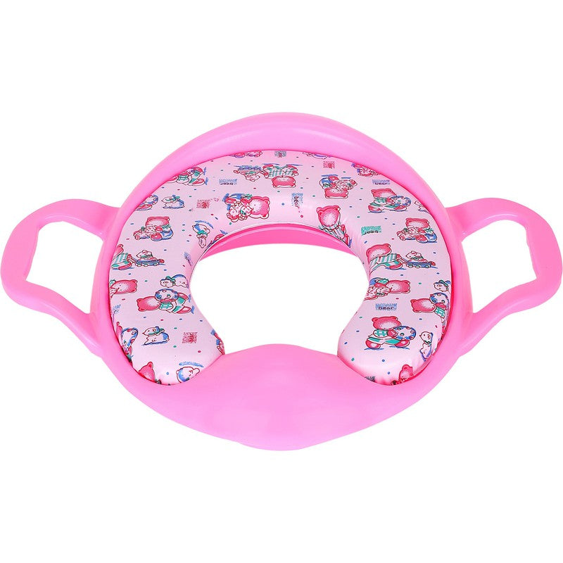 Soft Cushion Baby Toilet Potty Training Seat with Handles (Baby Pink)