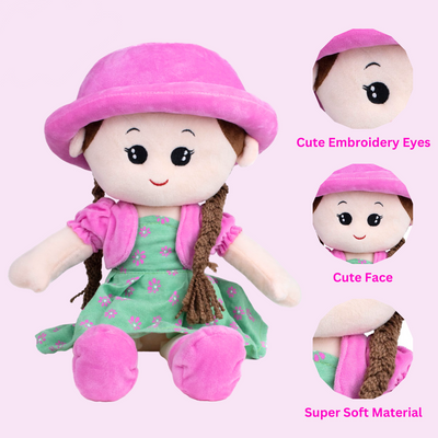 My First Cuddle Time Buddy Baby Doll Soft Toy for Kids Washable Sensory Fabric Plush Toy for Cuddling and Playtime (Pink) | Height 45 CM