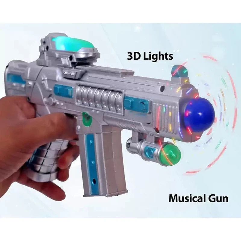 Musical Space Launcher with LED Matrix Flashing Rotating Fan Toy