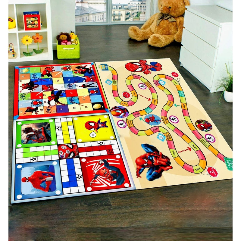 Spiderman Printed Jumbo 3 in 1 Ludo, Snake & Ladder and Town Game with Dice & Tokens