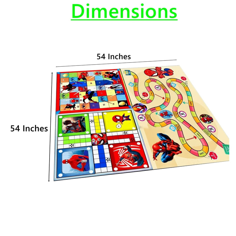 Spiderman Printed Jumbo 3 in 1 Ludo, Snake & Ladder and Town Game with Dice & Tokens