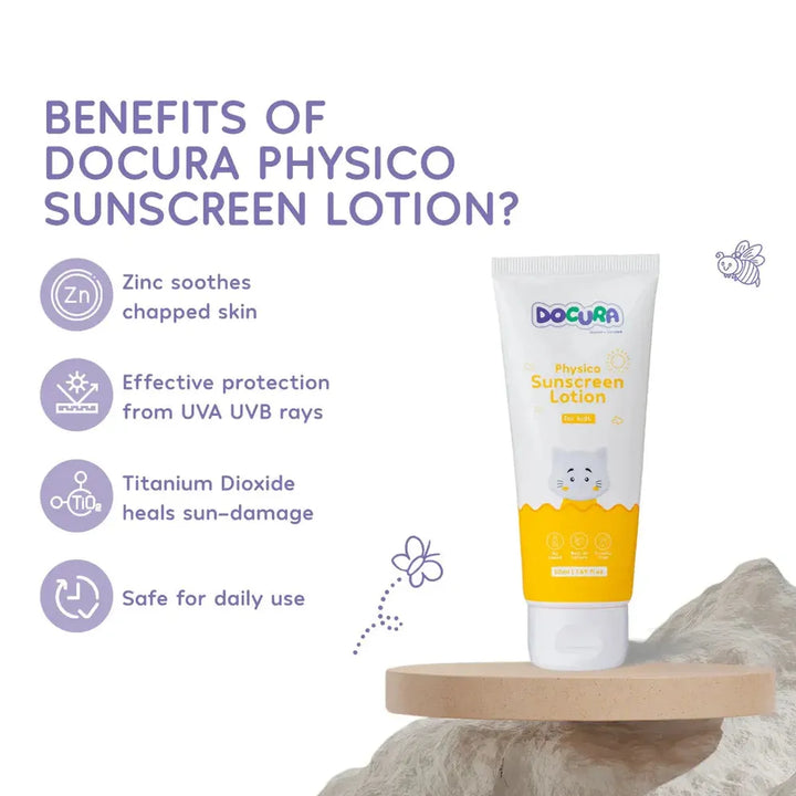 Docura Physico Sunscreen Lotion for Kids | SPF 50 (50ml)