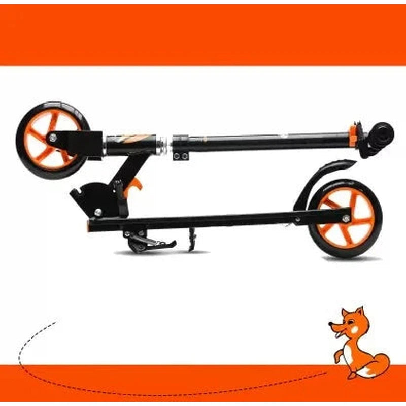 Steel Frame Large Foldable & Height Adjustable Handle Scooter (Orange, Black)