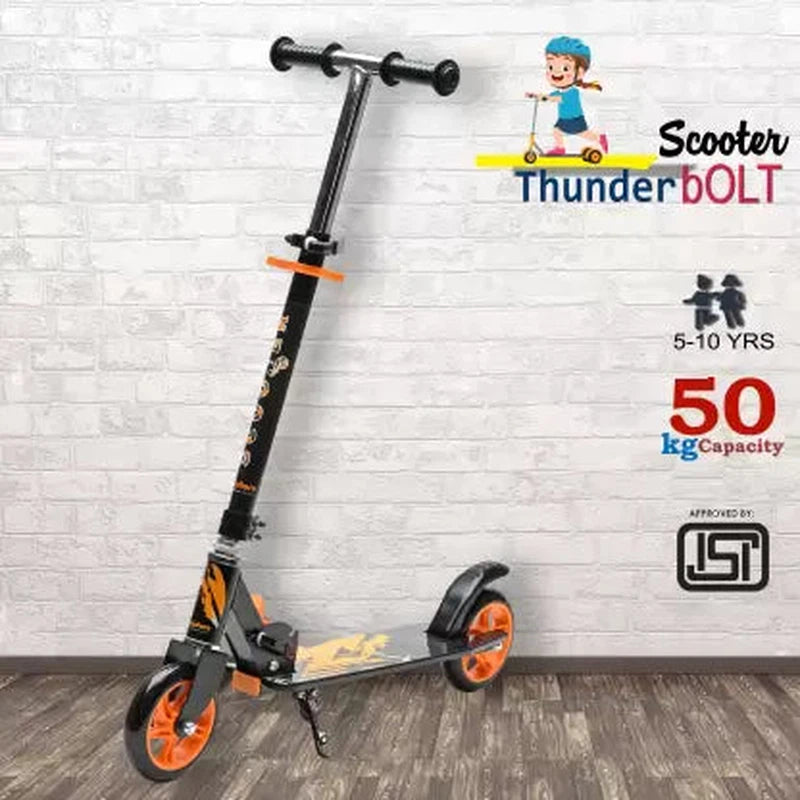 Steel Frame Large Foldable & Height Adjustable Handle Scooter (Orange, Black)