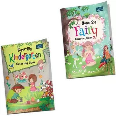 Super Big Coloring Book - Fairy and Kindergarten For Kids (Set of 2)