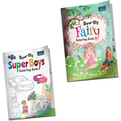 Super Big Coloring Book - Super Boys and Fairy For Kids (Set of 2)