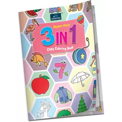 Super Cute 3 In 1 Copy Coloring Book For Kids