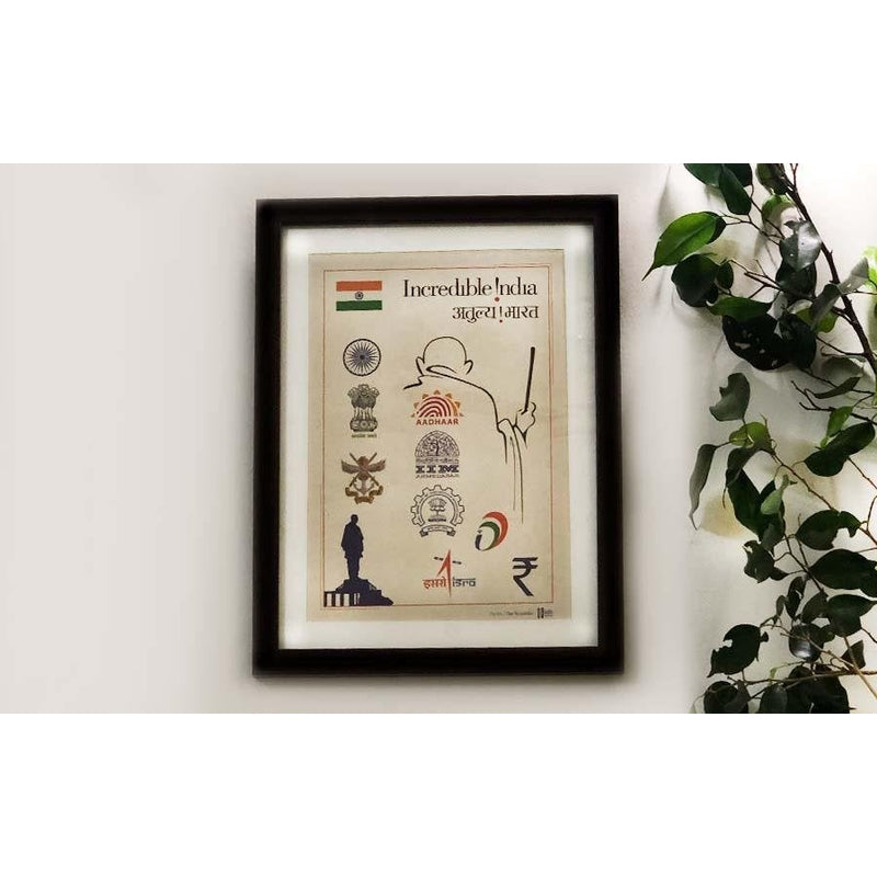 Symbols of Modern India (Colour) A3 - Wall Frame