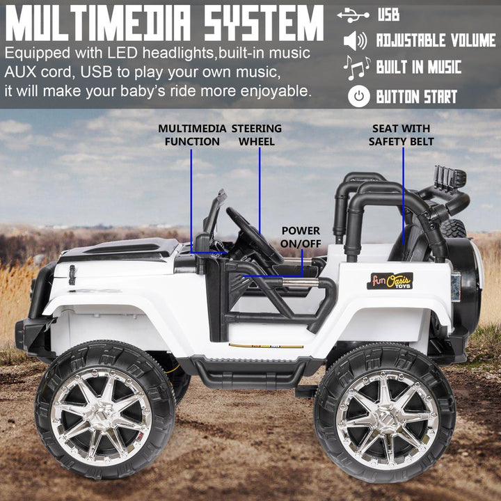 Battery Operated 4x4 Jeep Ride-On Car | 12V Battery Jeep | White | COD Not Available