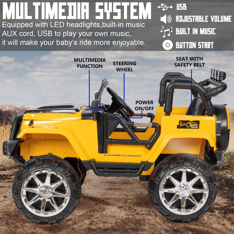 Battery Operated 4x4 Jeep Ride-On Car | 12V Battery Jeep | Black, Yellow | COD Not Available