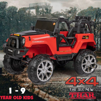 Battery Operated 4x4 Jeep Ride-On Car | 12V Battery Jeep | Black, Red | COD Not Available