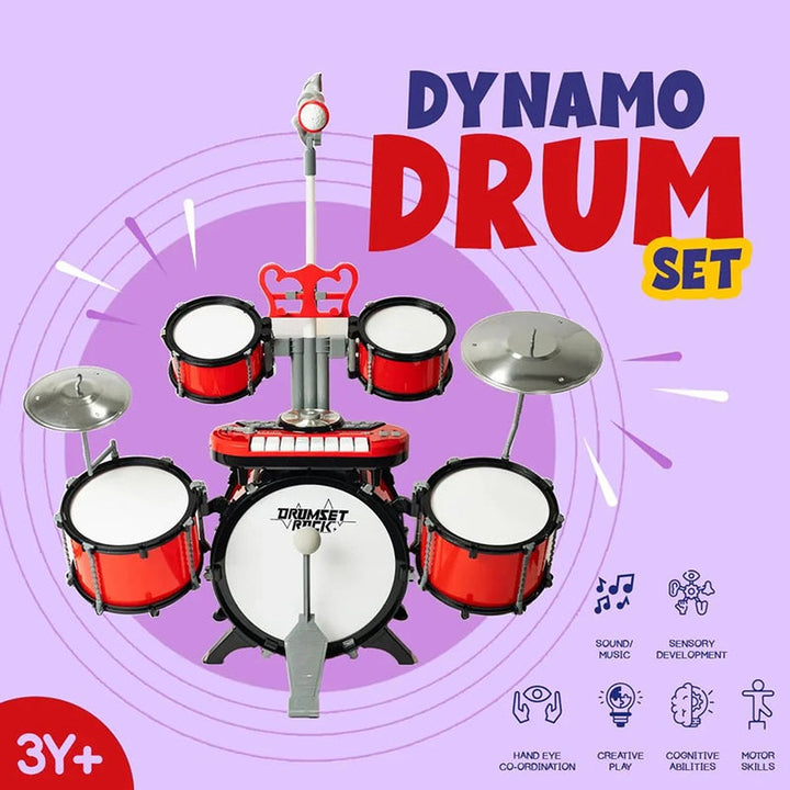 Dynamo Drumset with Keyboard, Microphone, MP3 Slot & DJ Effects (3-8 Years)