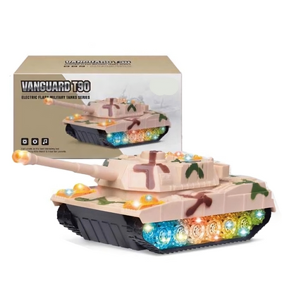 Battery Operated Army Tank Moving LED Wheel Toys with Light Sounds (Pack of 1) - Assorted Color