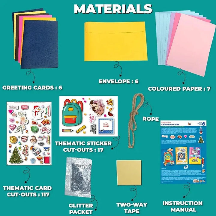Toykraft Celebration Greeting Card Making Kit - DIY Arts & Crafts Set for Kids