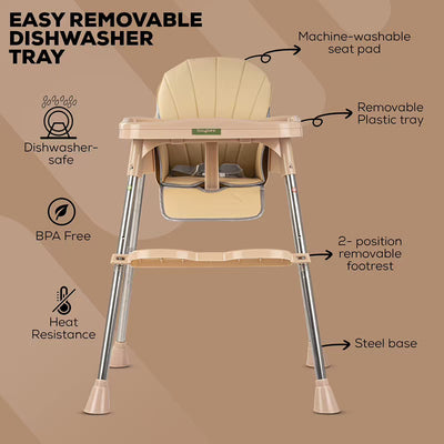 3 in 1 Invictus Convertible High Chair for Kids with Adjustable Height and Footrest