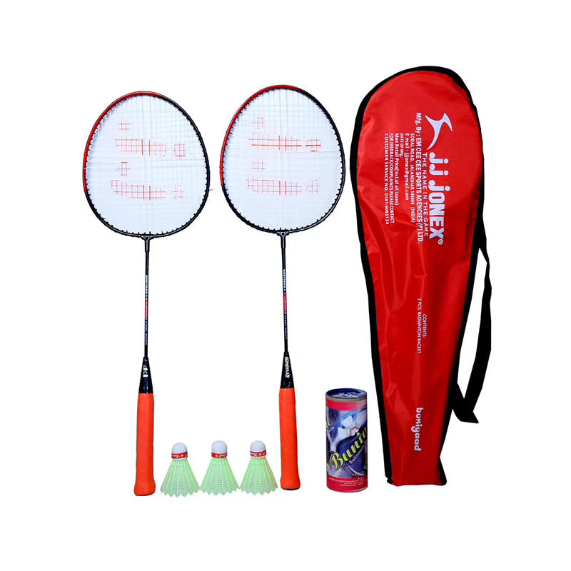Buniyad Badminton Set with 3 Piece Plastic Shuttlecock - (Red)