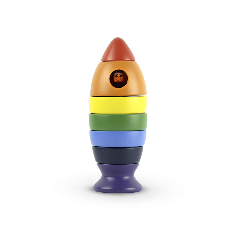 Wooden Rocket Rainbow Stacker