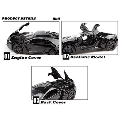 Resembling Lykan Hypersport Diecast Metal Car with Pullback Function, Light, Sound & Openable Doors | 1:32 Scale Model