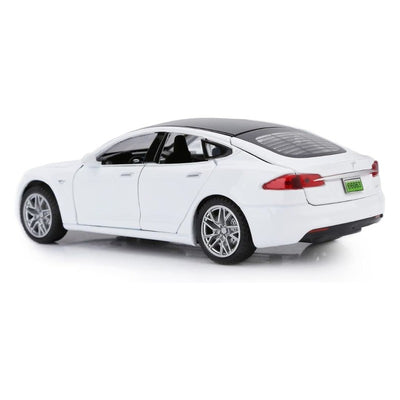 Resembling Tesla Model 3 Diecast Metal Car with Pullback Function, Light, Sound & Openable Doors | 1:32 Scale Model | Assorted Colour