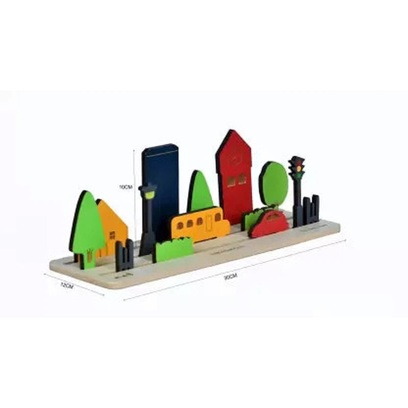 Mini City Wooden Theme Board Puzzle - 15 Pieces