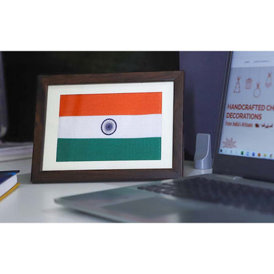 Tiranga - Handspun Khadi National Flag - Desktop Frame ( A5)