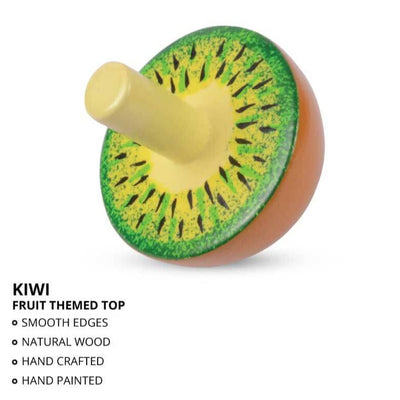 Fruit Themed Wooden Hand Spinning Tops – Pomegranate & Kiwi (Set of 2)