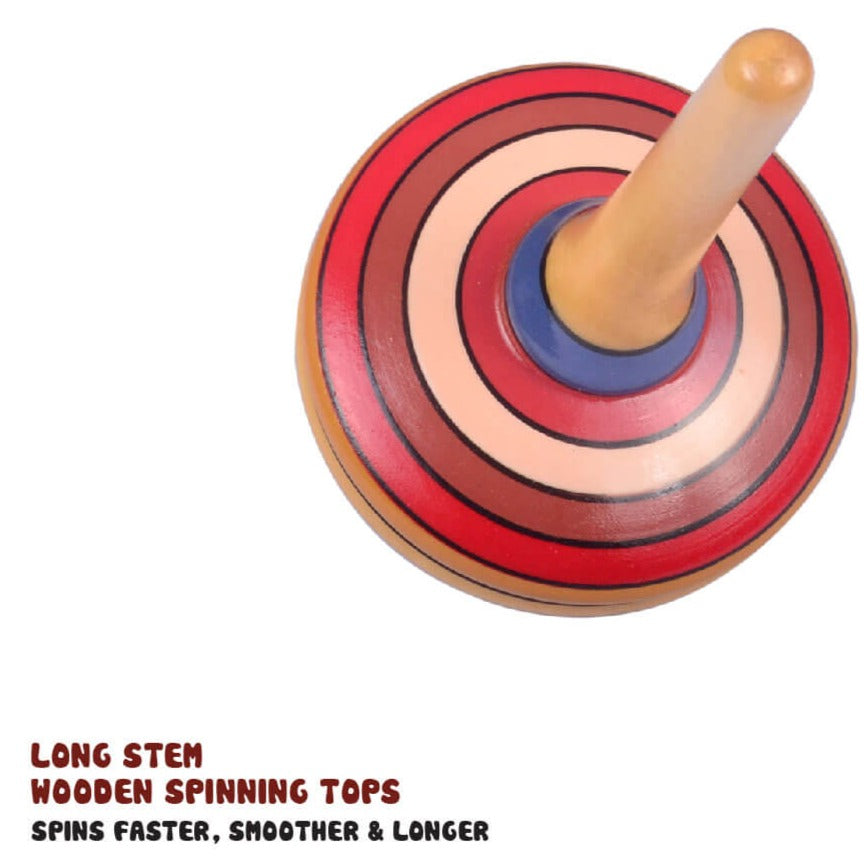 Long Tail Hand Wooden Spinning Top 