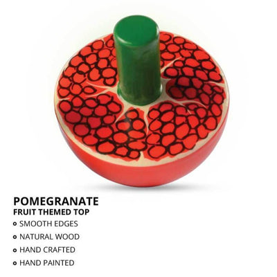 Fruit Themed Wooden Hand Spinning Tops – Pomegranate & Kiwi (Set of 2)