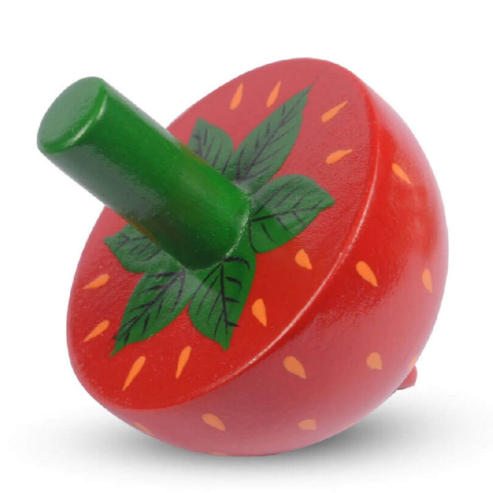 Fruit Themed Wooden Hand Spinning Tops – Watermelon & Strawberry (Set of 2)