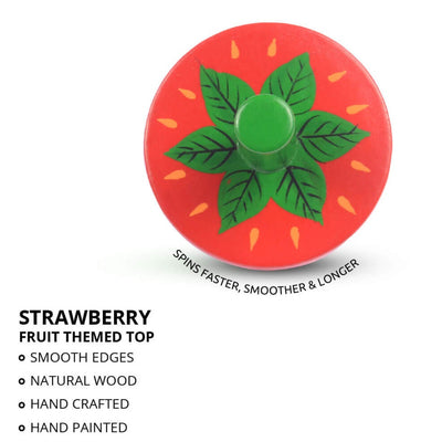 Fruit Themed Wooden Hand Spinning Tops – Watermelon & Strawberry (Set of 2)