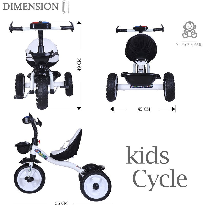 Tricycle with Dual Storage Basket | 2 to 5 Years (Black, White)